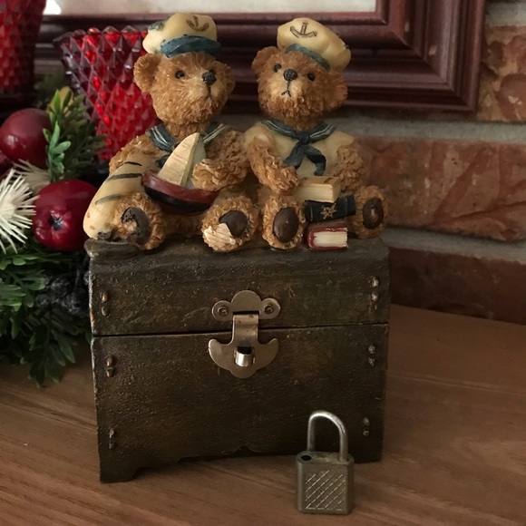 Rare VTG 1960’s Hand Painted Sailor Teddy Bear Solid Wood Trinket Collectible - Picture 1 of 7